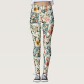  Bloemen Patchwork Style Design Leggings (Voorkant)