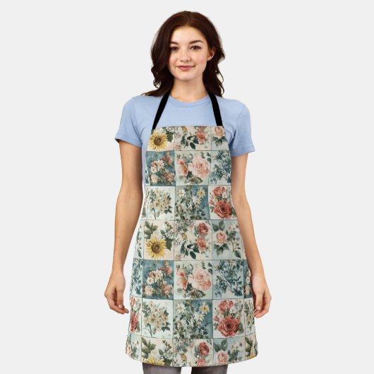 Bloemen Patchwork Style Design Schort (Gedragen)