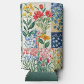 Bloemen Patchwork Tuinbloemen Patroon Seltzer Blikjeskoeler (Achterkant)