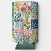 Bloemen Patchwork Tuinbloemen Patroon Seltzer Blikjeskoeler (Voorkant)
