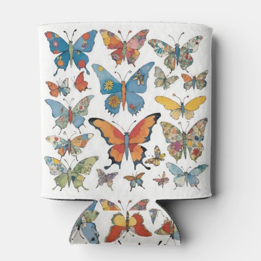 Bloemen Patchwork Vlinders Blikjeskoeler (Achterkant)