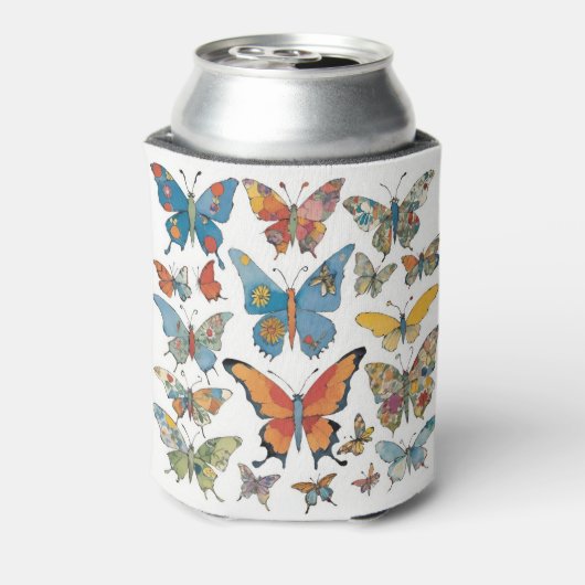 Bloemen Patchwork Vlinders Blikjeskoeler (Blikje Achterkant)