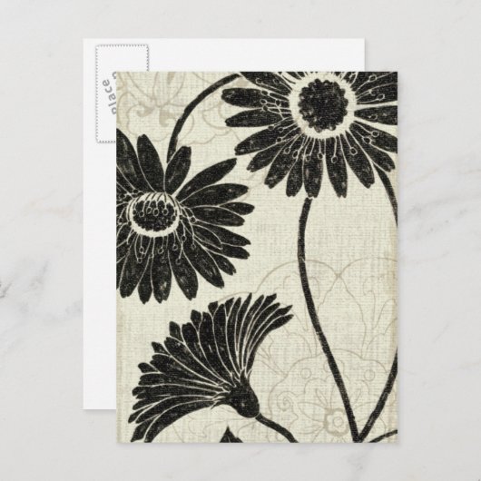 Bloemen Patronen in zwart-wit Briefkaart (Voorkant / Achterkant)