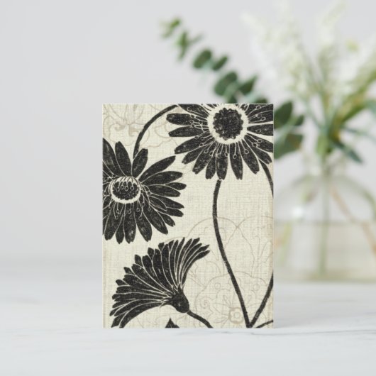 Bloemen Patronen in zwart-wit Briefkaart (Staand voorkant)
