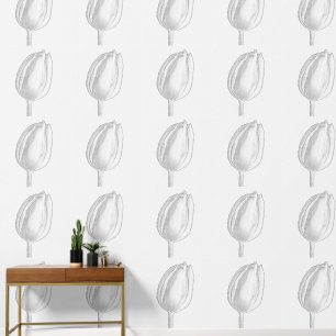 Bloemen Patronen Zwart Wit Tuin Tulpen Bloemen Behang