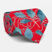 Bloemen patroon 21.w Rood BG Stropdas (Opgerold)