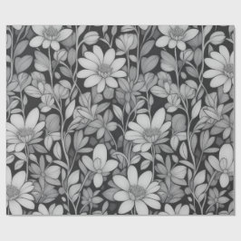 Bloemen patroon 7 Mono | Inpakpapier