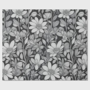 Bloemen patroon 7 Mono Inpakpapier