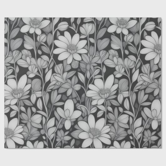 Bloemen patroon 7 Mono | Inpakpapier (Vlak)