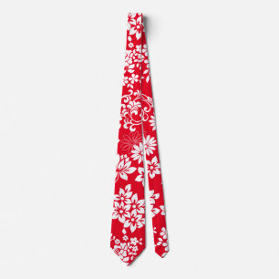 Bloemen patroon.b Rood BG Stropdas