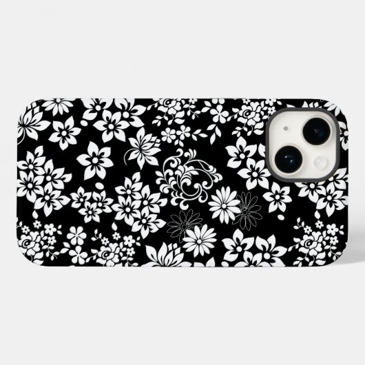 Bloemen patroon.b Zwart BG Case-Mate iPhone Case (Achterkant (horizontaal))