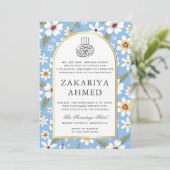 Bloemen Patroon Blauw Islamitisch Aqiqa Aqeeqa Bab Kaart (Staand voorkant)