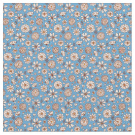 Bloemen patroon blauwe achtergrond Stof