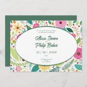 Bloemen Patroon Bruiloft Kaart (Voorkant / Achterkant)