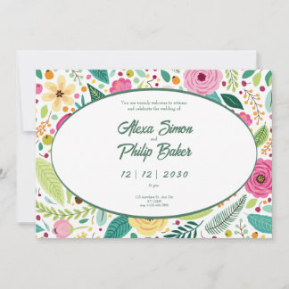 Bloemen Patroon Bruiloft Kaart