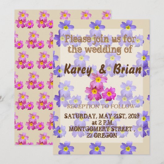Bloemen Patroon Bruiloft uitnodiging (Voorkant / Achterkant)