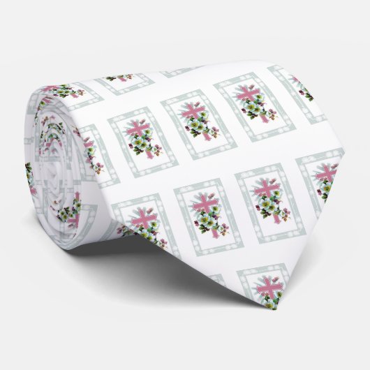 Bloemen patroon en kruis stropdas (Opgerold)