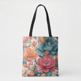 Bloemen patroon gedempt levendige kleuren Canvas t Tote Bag