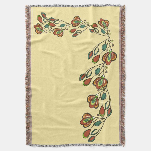 Bloemen  Patroon Geweven Gooi Deken – Boho (Voorkant Verticaal)