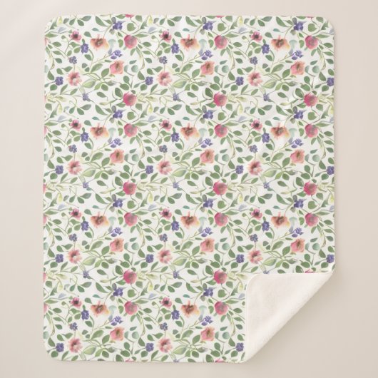 Bloemen patroon Heliotrope bloemen Sherpa Deken (Voorkant)