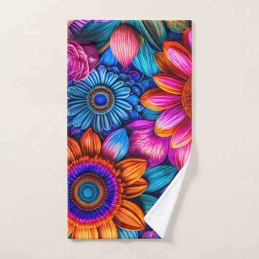Bloemen patroon in boho stijl bad handdoek (Handdoek)