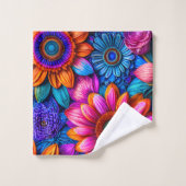Bloemen patroon in boho stijl bad handdoek (Wasdoekje)