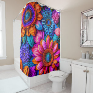 Bloemen patroon in boho stijl douchegordijn