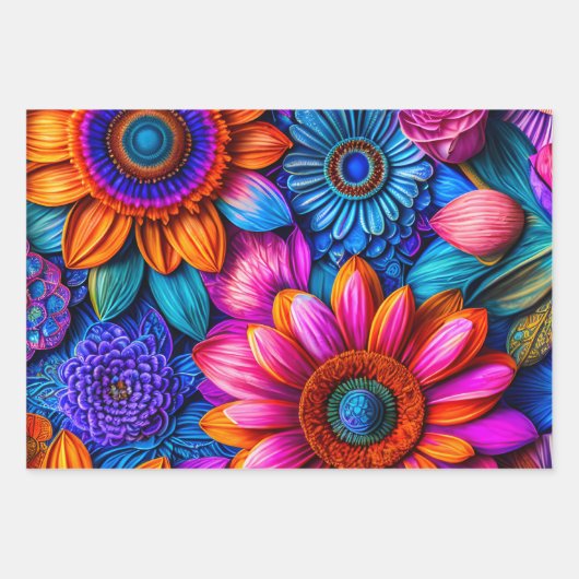 Bloemen patroon in boho stijl inpakpapier vel (Voorkant 3)