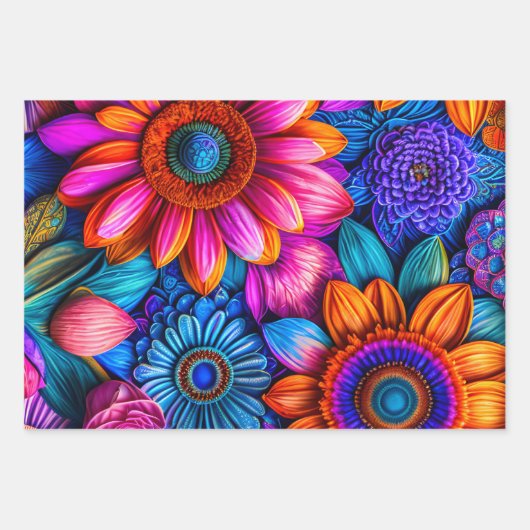Bloemen patroon in boho stijl inpakpapier vel (Voorkant)