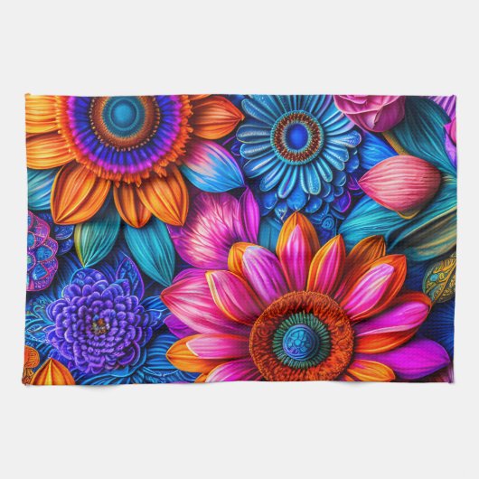 Bloemen patroon in boho stijl theedoek (Horizontaal)