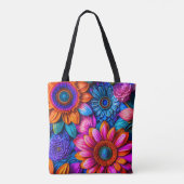 Bloemen patroon in boho stijl tote bag (Achterkant)