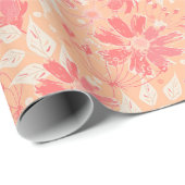 Bloemen patroon in modieuze perzik tinten. cadeaupapier (Rol Hoek)