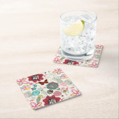 Bloemen patroon in retro stijl 5 kartonnen onderzetters (Insitu)