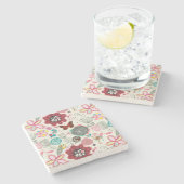 Bloemen patroon in retro stijl 5 stenen onderzetter (Zijkant)