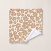 Bloemen Patroon in Tan en Cream Bad Handdoek (Wasdoekje)