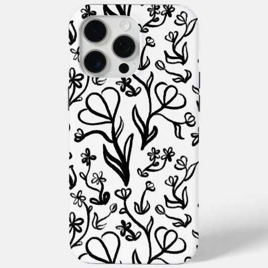 Bloemen Patroon in zwart-wit Case-Mate iPhone Case (Achterkant)