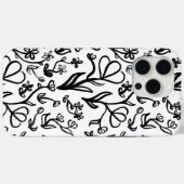 Bloemen Patroon in zwart-wit Case-Mate iPhone Case (Achterkant (horizontaal))