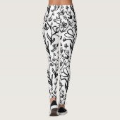 Bloemen Patroon in zwart-wit Leggings (Achterkant)