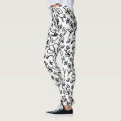 Bloemen Patroon in zwart-wit Leggings (Links)