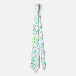 Bloemen Patroon klassiek Groene Toon A02. Wit BG Stropdas