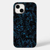Bloemen Patroon klassiek mono Toon Blue.A07 Zwart  Case-Mate iPhone Case (Achterkant)