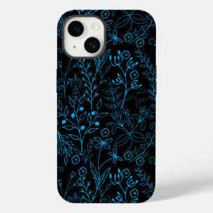 Bloemen Patroon klassiek mono Toon Blue.A07 Zwart Case-Mate iPhone 14 Hoesje
