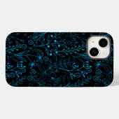 Bloemen Patroon klassiek mono Toon Blue.A07 Zwart  Case-Mate iPhone Case (Achterkant (horizontaal))