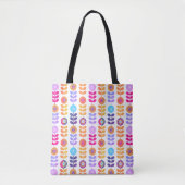 Bloemen Patroon Kleurrijke Retro Tote Bag (Voorkant)