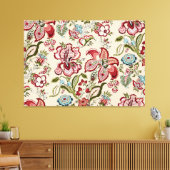 Bloemen Patroon Kleurrijke Trendy Bloemen Roze Gro Canvas Afdruk (Insitu (Woonkamer))