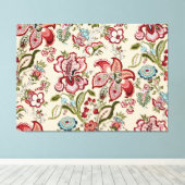 Bloemen Patroon Kleurrijke Trendy Bloemen Roze Gro Canvas Afdruk (Insitu (Houten vloer))