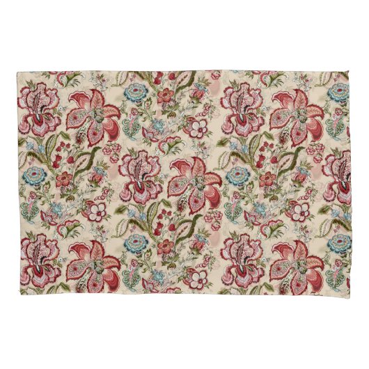 Bloemen Patroon Kleurrijke Trendy Bloemen Roze Gro Kussensloop (Voorkant-Links)