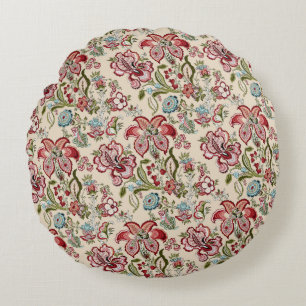 Bloemen Patroon Kleurrijke Trendy Bloemen Roze Gro Rond Kussen