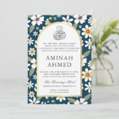 Bloemen Patroon Marine Islamitisch Aqiqa Aqeeqa Ba Kaart (Staand voorkant)