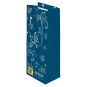 Bloemen patroon, Menorah, aangepaste naam Pascha Wijn Cadeautas (Voorkant Gekanteld)